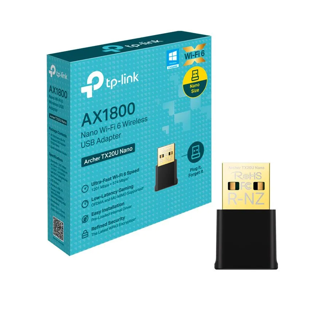 ADAPTADOR USB NANO WIFI 6 TP-LINK AX1800 DOBLE BANDA 2.4-5GHZ - CONEXIÓN RÁPIDA Y EFICIENTE - 1