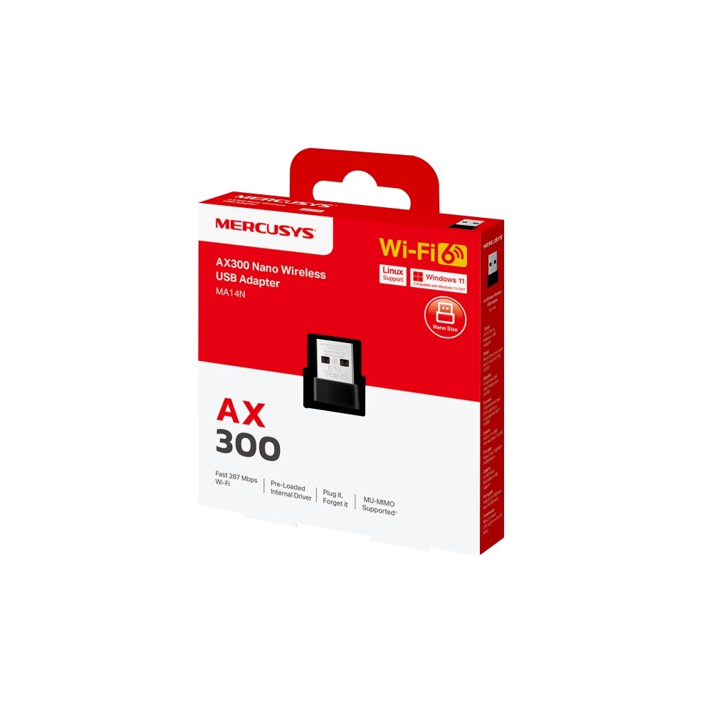 NANO WIFI AX300 MERCUSYS MA14N, EFICIENTE Y COMPACTO, IDEAL PARA CONEXIÓN RÁPIDA Y ESTABLE - 1