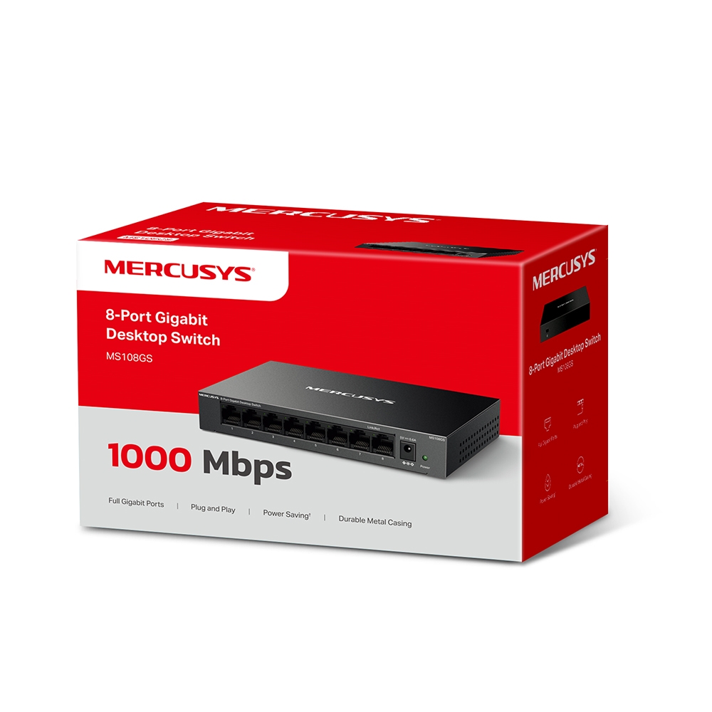 SWITCH TP-LINK MERCUSYS MS108GS DE 8 PUERTOS GIGABIT - CONECTIVIDAD RÁPIDA Y FIABLE - 1