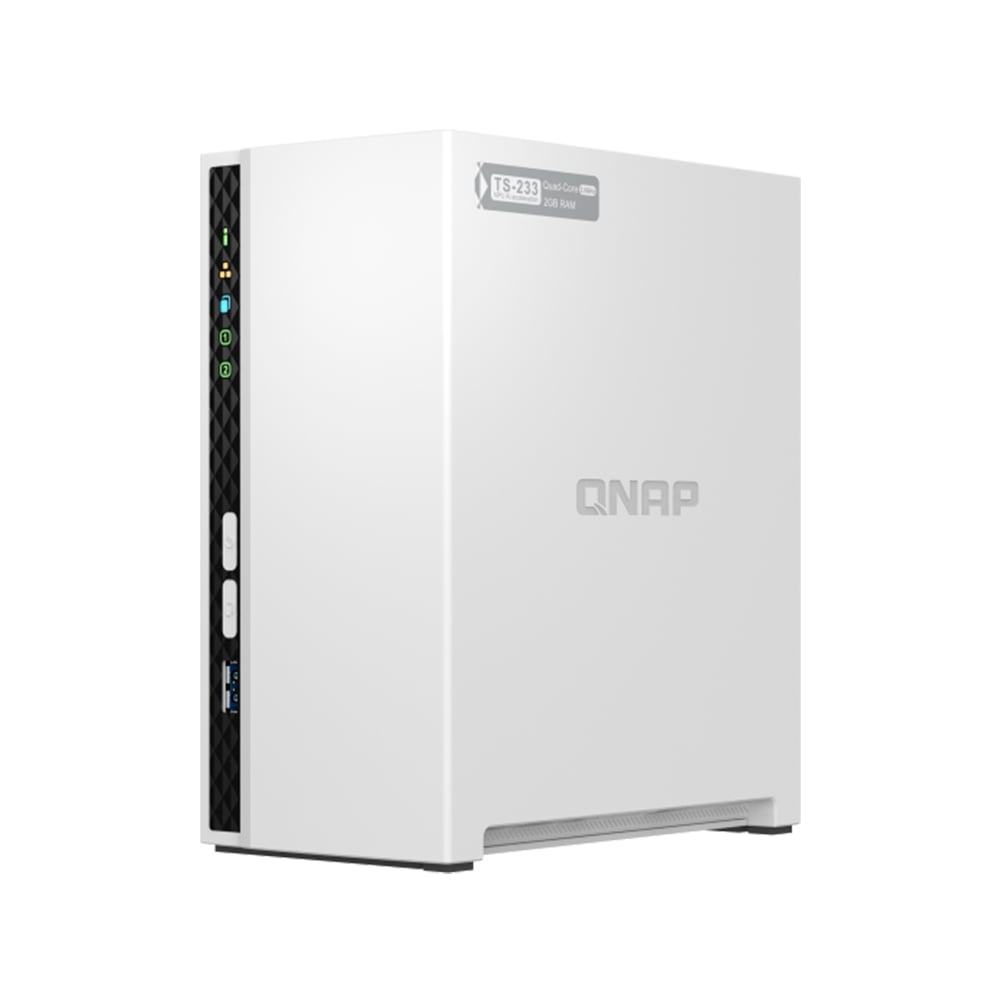 SERVIDOR NAS QNAP TS-233, 2 BAHÍAS SATA, 2GB RAM, PROCESADOR ARM CORTEX A55, IDEAL PARA ALMACENAMIENTO EN RED - 1