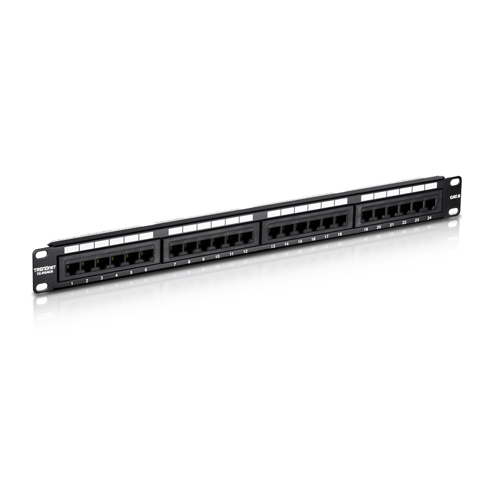PANEL DE PARCHEO CAT6 DE 24 PUERTOS TRENDNET TC-P24C6 PARA RED ETHERNET, ALTA VELOCIDAD Y RENDIMIENTO FIABLE - 1