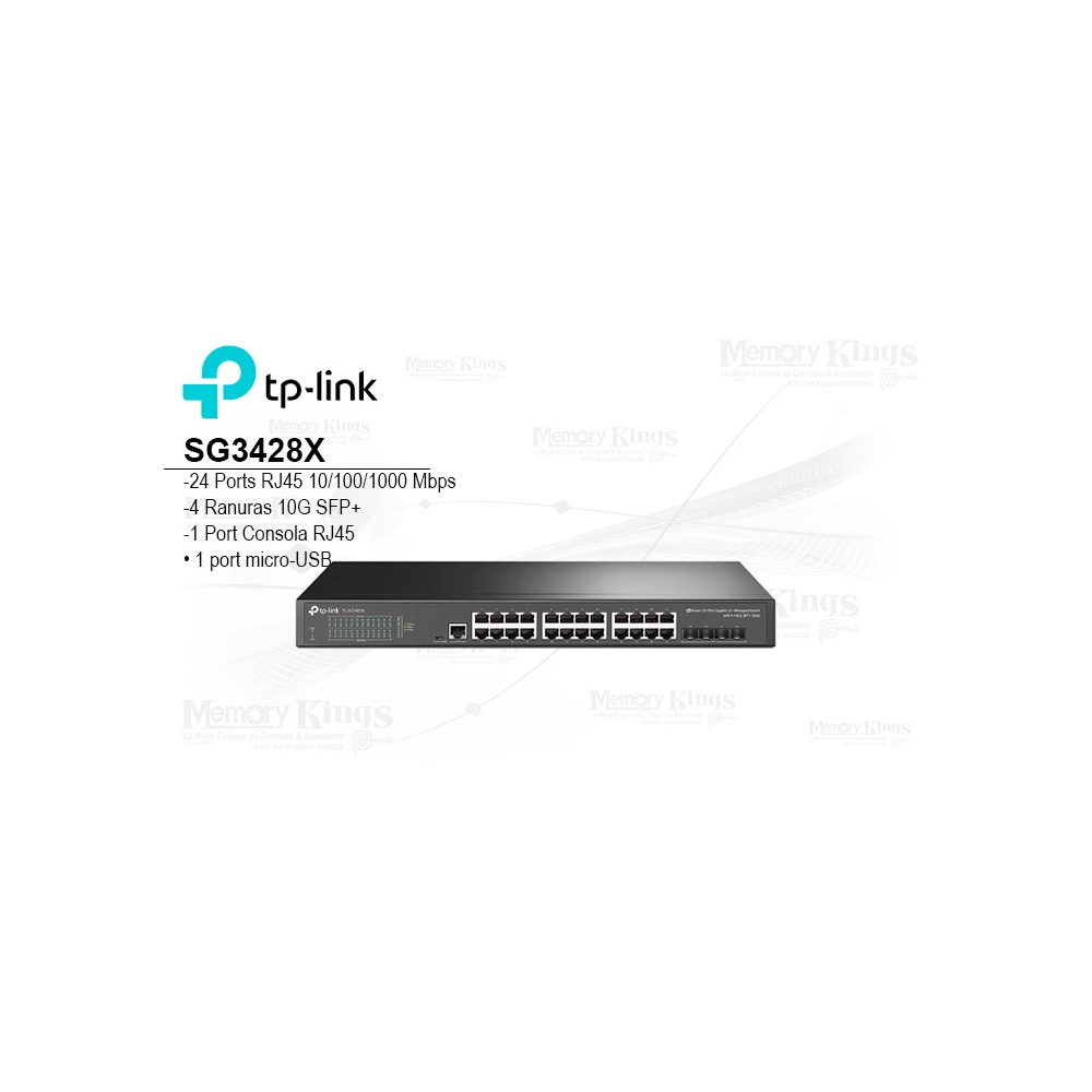 SWITCH TP-LINK SG3428X 24 PUERTOS GIGABIT, ADMINISTRACIÓN L2, 4 PUERTOS SFP, ALTO RENDIMIENTO - 1
