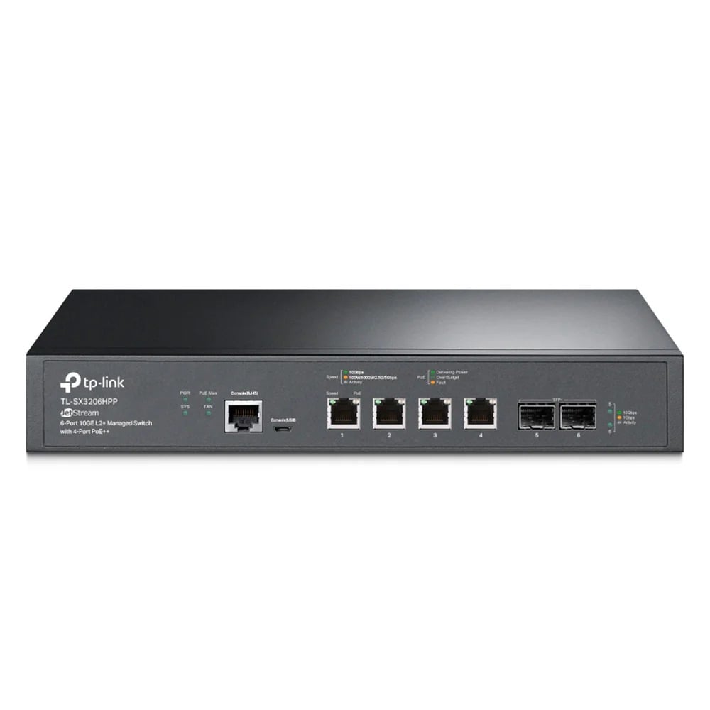 CONMUTADOR TP-LINK JETSTREAM TL-SX3206HPP, GESTIONADO, 6 PUERTOS POE++ (200W), SOBREMESA Y RACK - 1