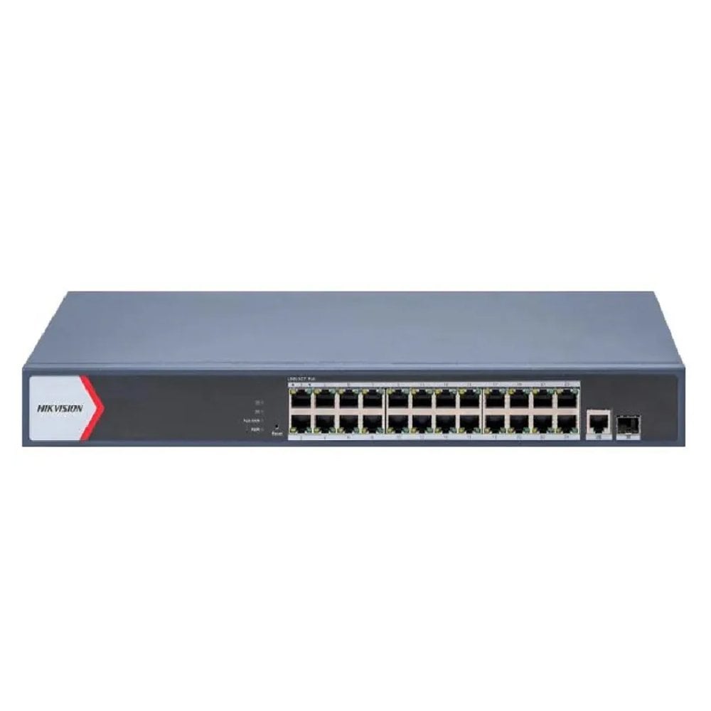 SWITCH POE HIKVISION 24 PUERTOS 1000M, 370W, CONEXIÓN RJ45 Y SFP, IDEAL PARA REDES INTELIGENTES - 1
