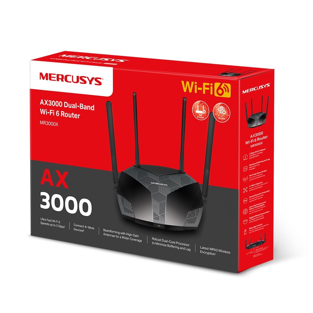 ROUTER WIFI MERCUSYS AX3000 DE DOBLE BANDA - ALTA VELOCIDAD Y CONECTIVIDAD ESTABLE - 1