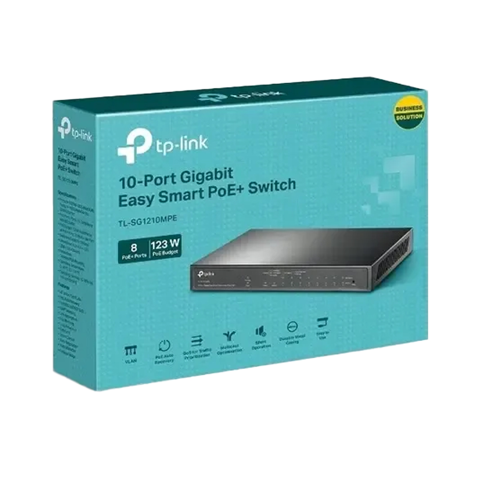 CONMUTADOR TP-LINK TL-SG1210MPE V2, 8 PUERTOS GIGABIT POE+, 1 PUERTO COMBO SFP/RJ-45, INTELIGENTE Y EFICIENTE - 1