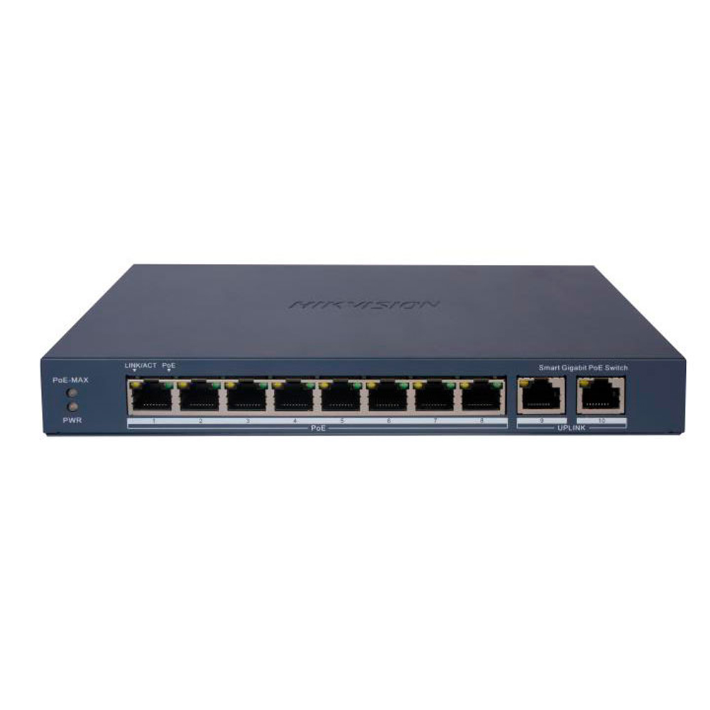 SWITCH HIKVISION 8 PUERTOS POE GIGABIT 1000M CON 110W DE POTENCIA - CONECTIVIDAD RJ45 IDEAL PARA REDES - 1