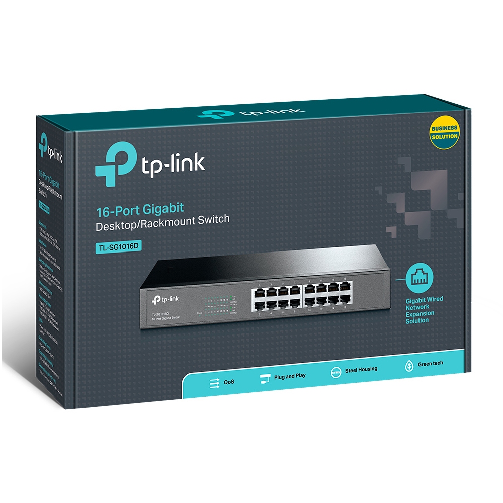 SWITCH TP-LINK GBE 16 PUERTOS RACKEABLE TL-SG1016D - ALTO RENDIMIENTO Y CONEXIÓN CONFIABLE - 1