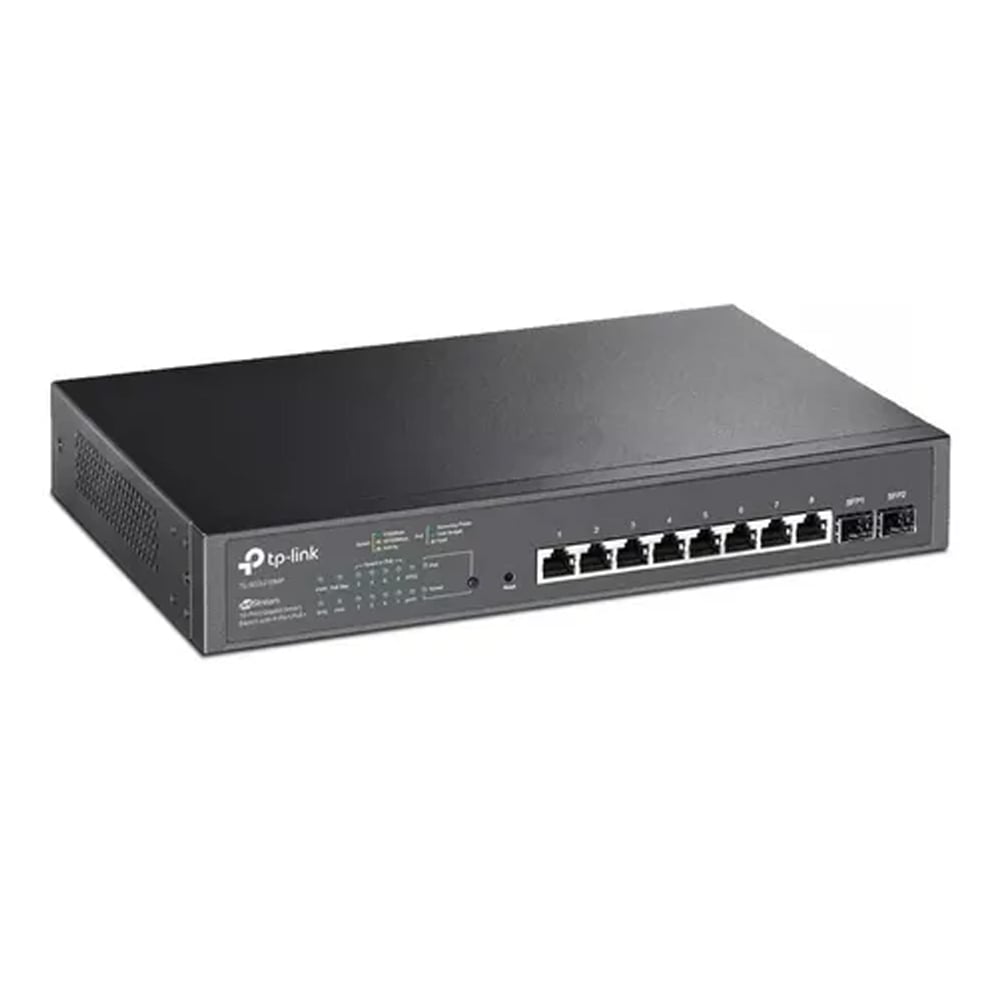 SWITCH TP-LINK 10 PUERTOS GIGABIT POE+ CON 2 SLOTS SFP - IDEAL PARA REDES RÁPIDAS Y EFICIENTES - 1