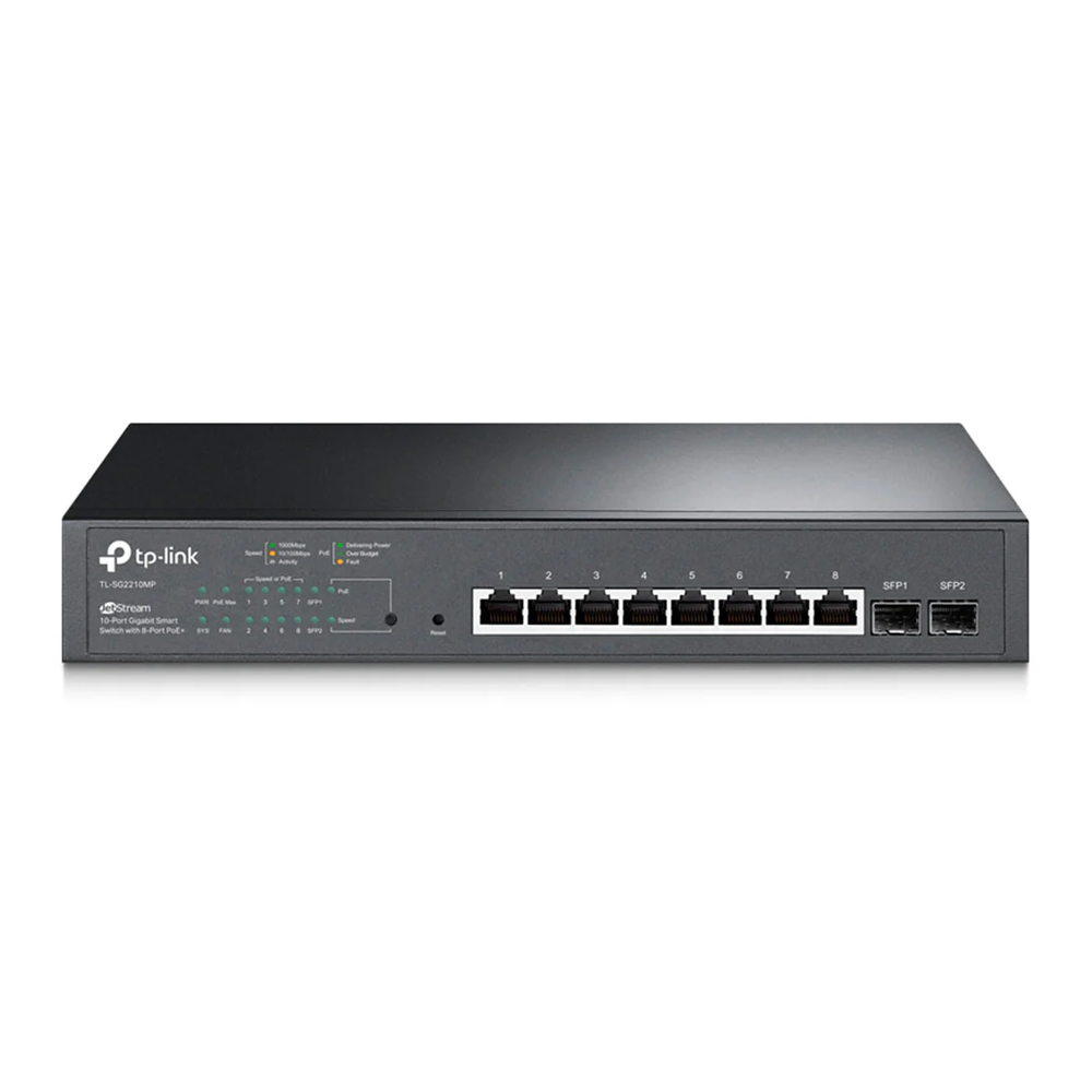 CONMUTADOR TP-LINK JETSTREAM TL-SG2210MP, 10 PUERTOS GIGABIT POE+, MONTAJE EN RACK, IDEAL PARA REDES - 1
