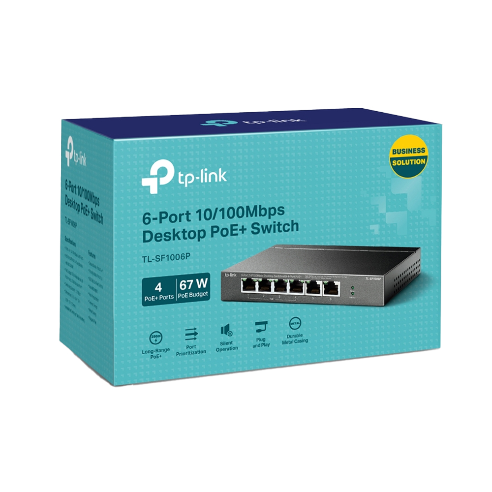 CONMUTADOR TP-LINK TL-SF1006P, 6 PUERTOS 10/100 POE+, SOBREMESA Y PARED, IDEAL PARA REDES EFICIENTES - 1