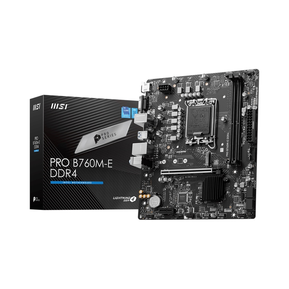 MOTHERBOARD MSI PRO B760M-E MICRO-ATX LGA1700, DDR5, RENDIMIENTO OPTIMIZADO Y ALTA VELOCIDAD - 1