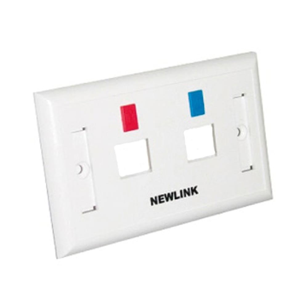 PLACA DE PARED NEWLINK DE 2 PUERTOS PARA CONEXIÓN DE AUDIO Y VIDEO - DISEÑO ELEGANTE Y FUNCIONAL - 1