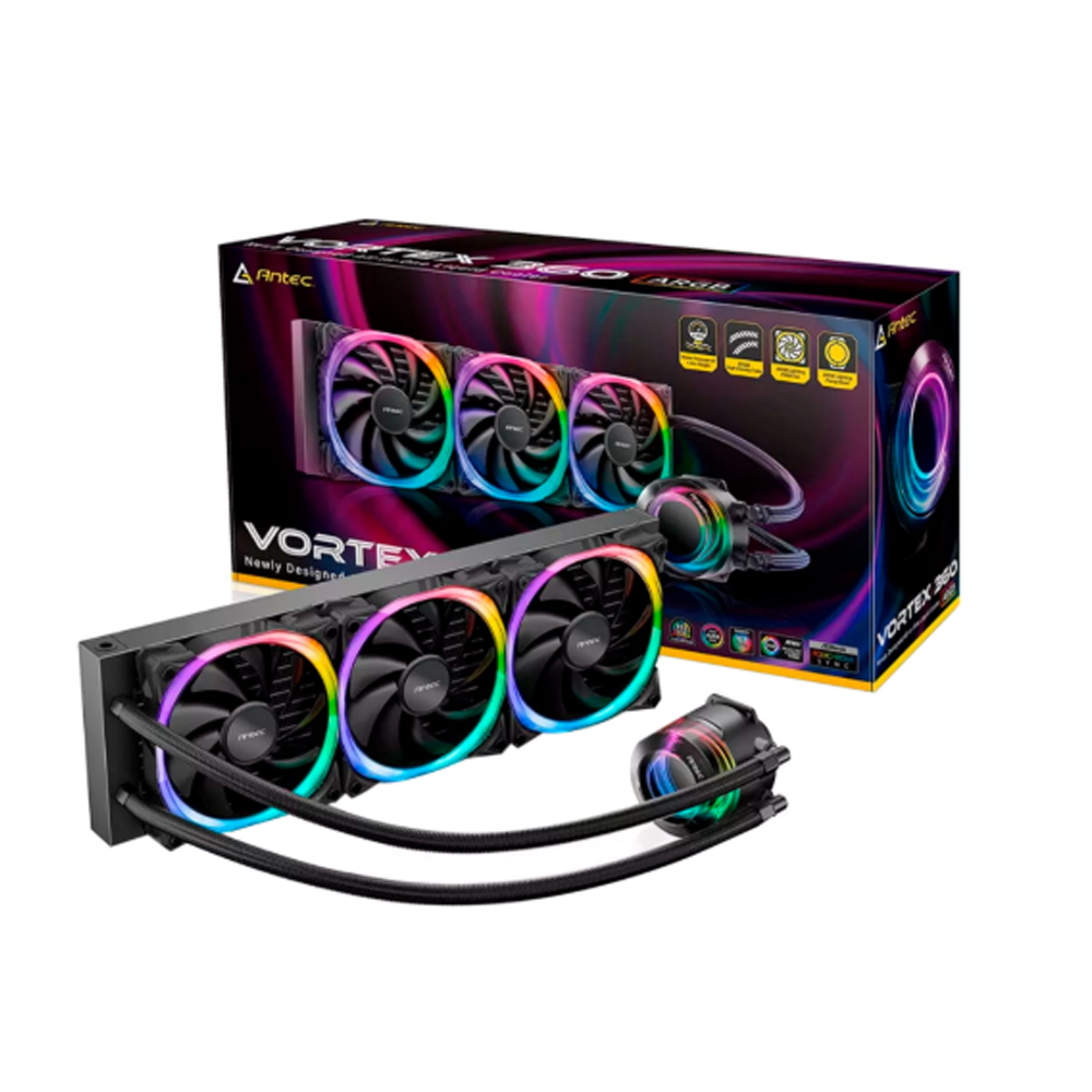 AIO ANTEC VORTEX 360 ARGB - ENFRIAMIENTO LÍQUIDO RGB EFICIENTE PARA PC, BLANCO, 360MM DE RENDIMIENTO - 1