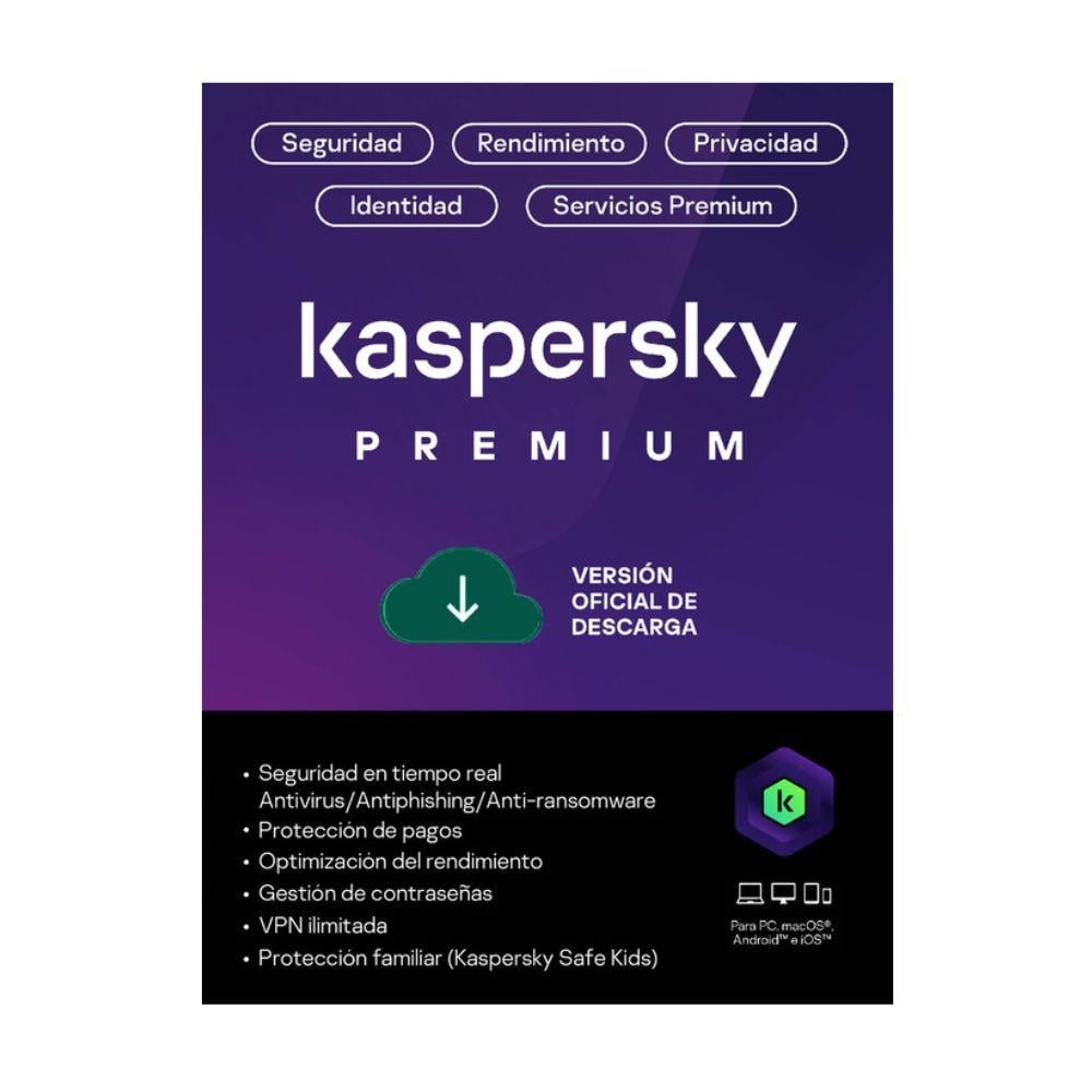 KASPERSKY PREMIUM 3D: LICENCIA DE SEGURIDAD AVANZADA PARA PROTECCIÓN TOTAL Y PRIVACIDAD ONLINE - 1