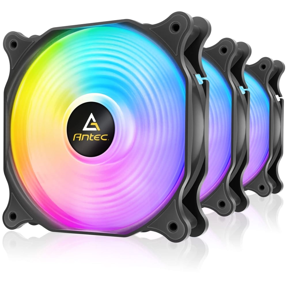 VENTILADOR ANTEC F12 RACING ARGB 3 PIEZAS, ALTO FLUJO DE AIRE, ILUMINACIÓN RGB PERSONALIZABLE - 1
