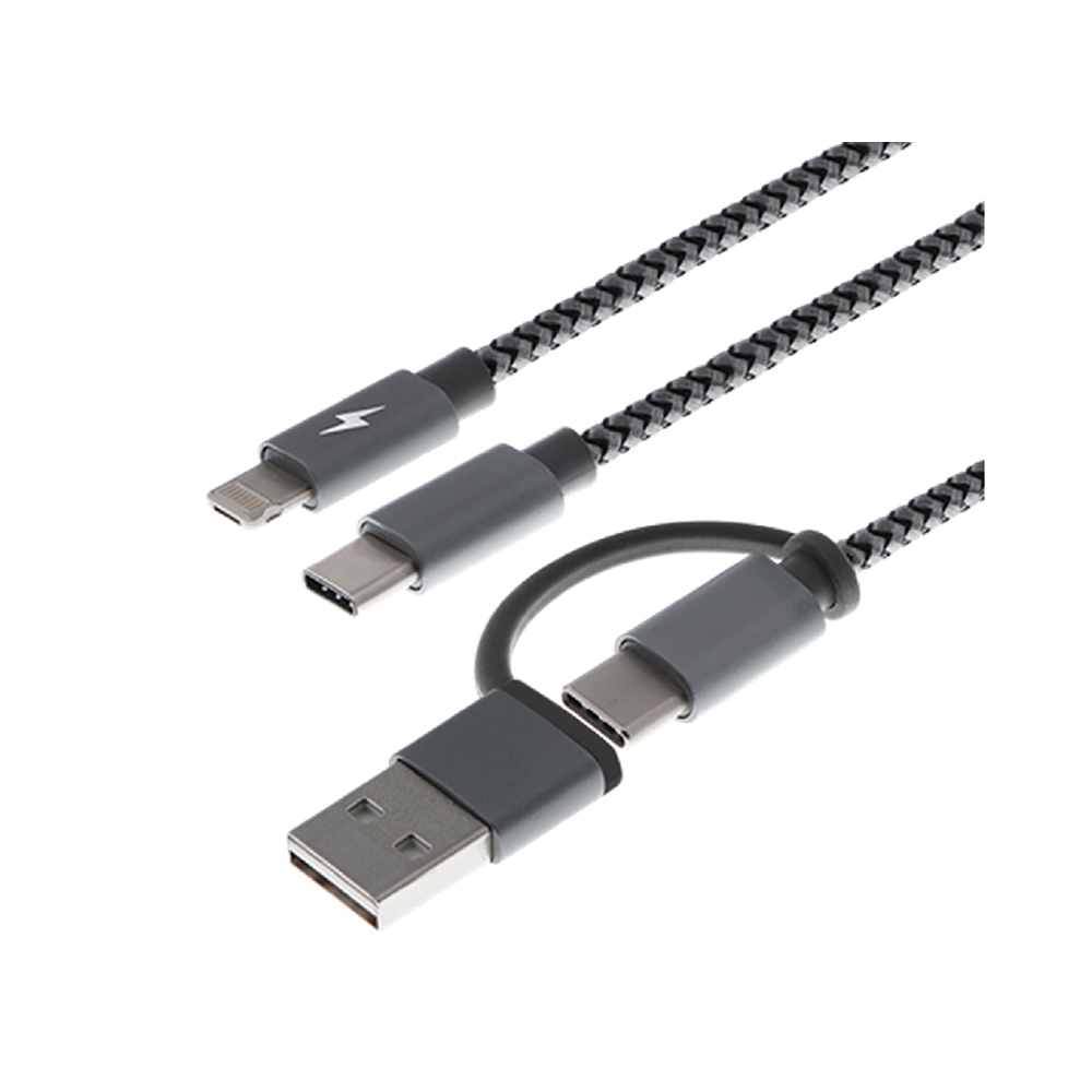 XTECH CABLE USB 1.2M TIPO A/C A MICRO USB O LIGHTNING - CARGA RÁPIDA Y VERSÁTIL - 1