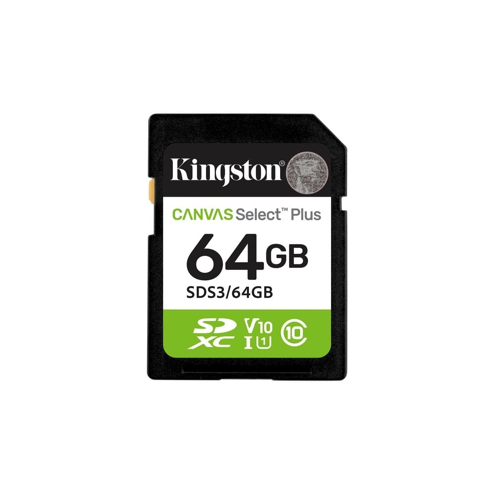 TARJETA SDXC KINGSTON CANVAS SELECT PLUS 64GB CLASS 10/UHS-I - RÁPIDO 100MB/S, IDEAL PARA VIDEOCÁMARAS - 1