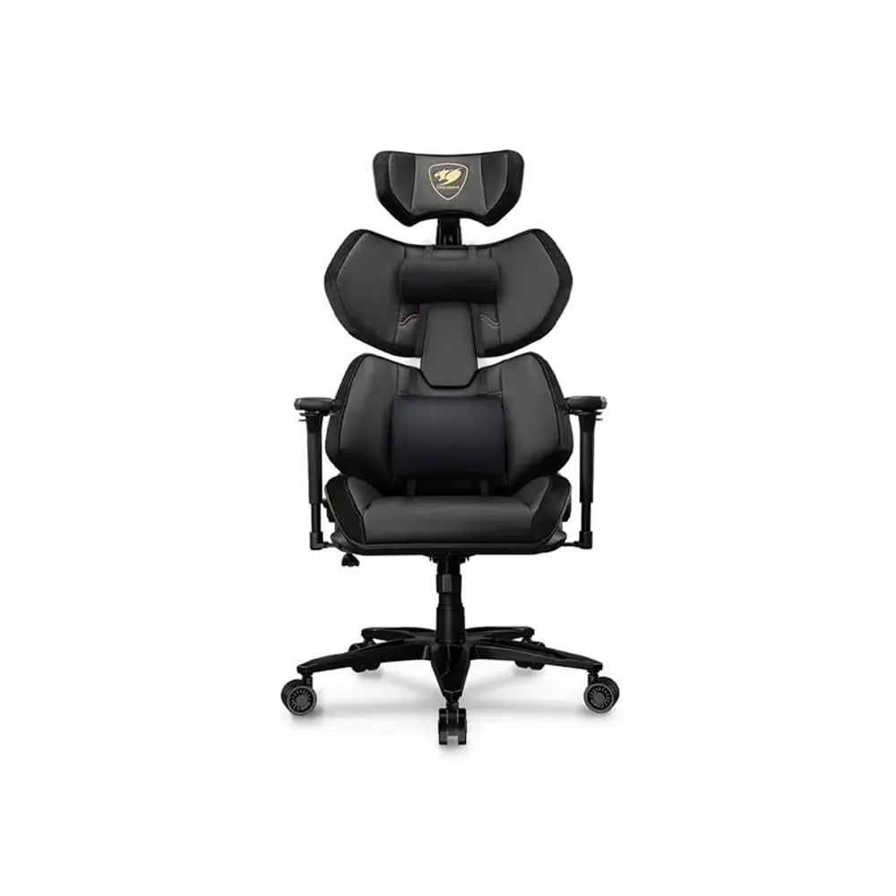 SILLA GAMING COUGAR TERMINATOR ELITE GOLD - ERGONOMÍA, ESTILO PREMIUM Y SOPORTE AJUSTABLE EN NEGRO - 1