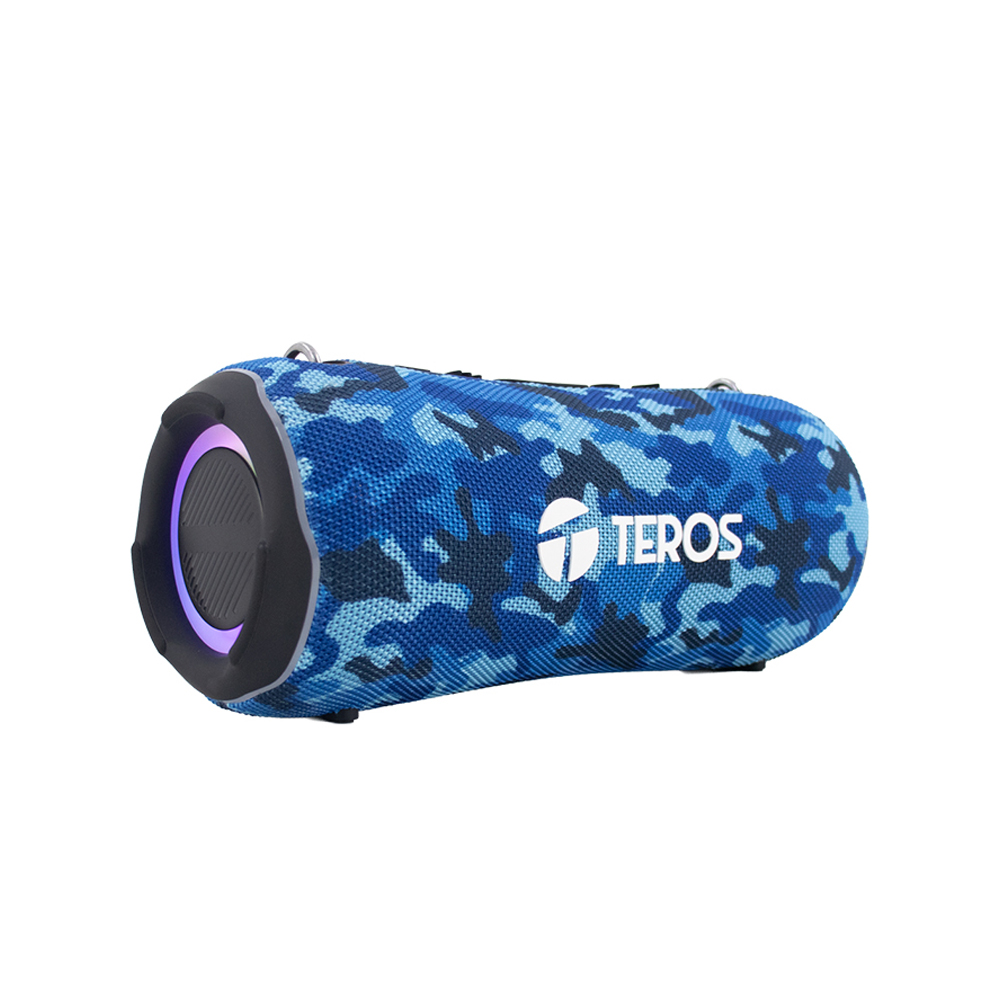PARLANTE BLUETOOTH TEROS ULTRA TE-6046BM, RGB, TWS, CAMUFLADO AZUL MILITAR – SONIDO POTENTE Y ESTILO ÚNICO - 1