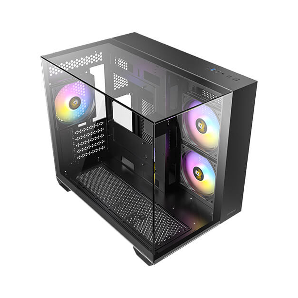 GABINETE ANTEC CX600M NEGRO MT CON 3 VENTILADORES RGB Y 2 PANELES DE CRISTAL TEMPLADO - 1