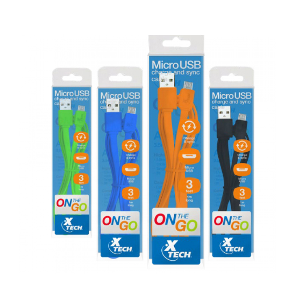 CABLE USB XTECH XTG-231 MICRO-USB 1M PLANO, 2.4A, COMPATIBLE CON DISPOSITIVOS MÓVILES - 1