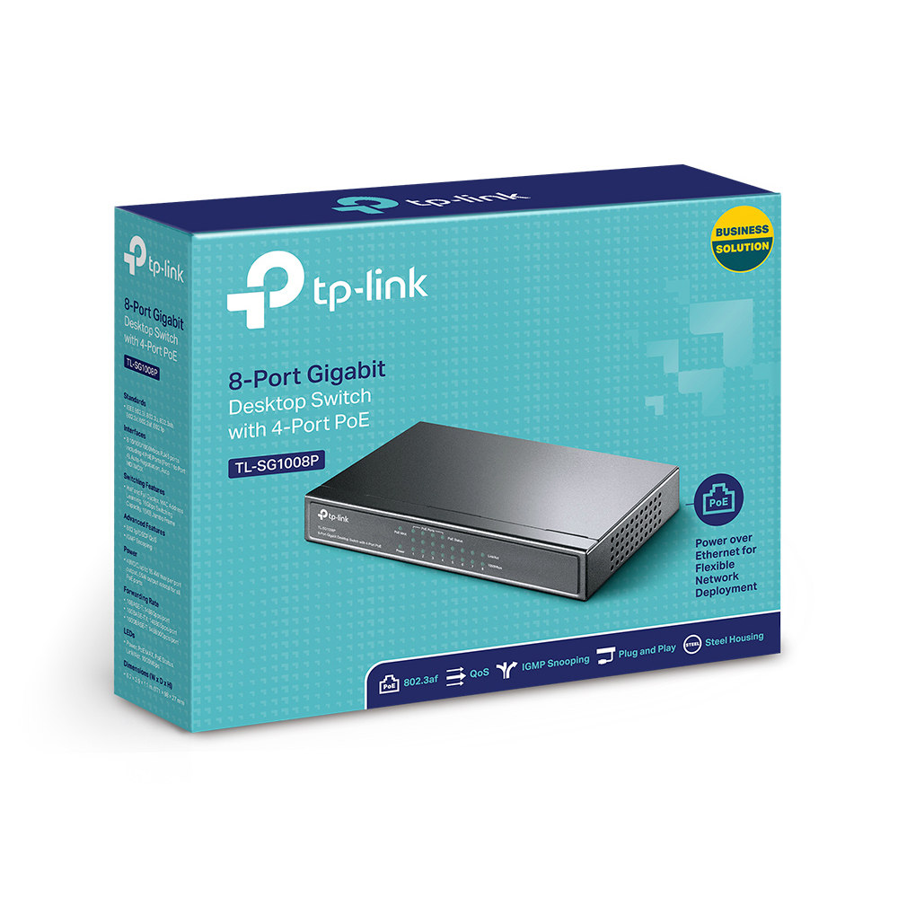 SWITCH TP-LINK DE 8 PUERTOS GIGABIT CON 4 PUERTOS POE - IDEAL PARA REDES RÁPIDAS Y EFICIENTES - 1