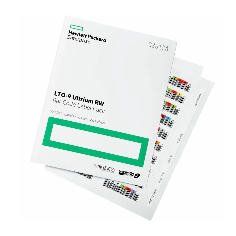 ETIQUETAS DE CÓDIGO DE BARRAS HPE LTO-9 ULTRIUM RW 100 ETIQUETAS DE DATOS 10 ETIQUETAS DE LIMPIEZA - 1