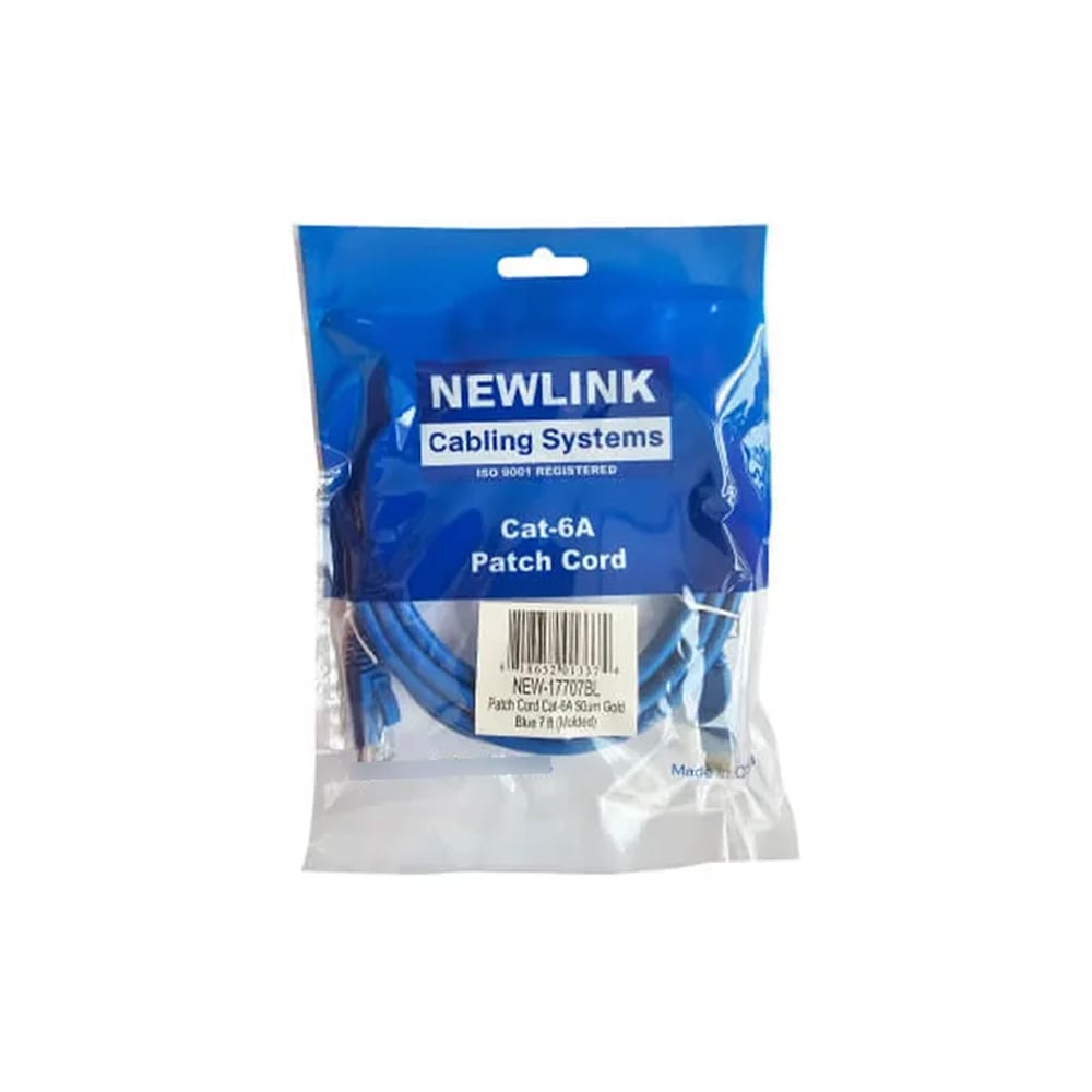 CABLE DE RED NEWLINK CAT 6A DE 7 PIES - CONEXIÓN RÁPIDA Y FIABLE - COLOR AZUL PARA INTERNET ESTABLE - 1