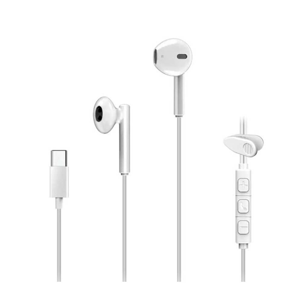 AURICULARES IN-EAR GENIUS HS-M366 USB-C 14.2MM, CON MICRÓFONO CLIP GIRATORIO, COLOR BLANCO - 1