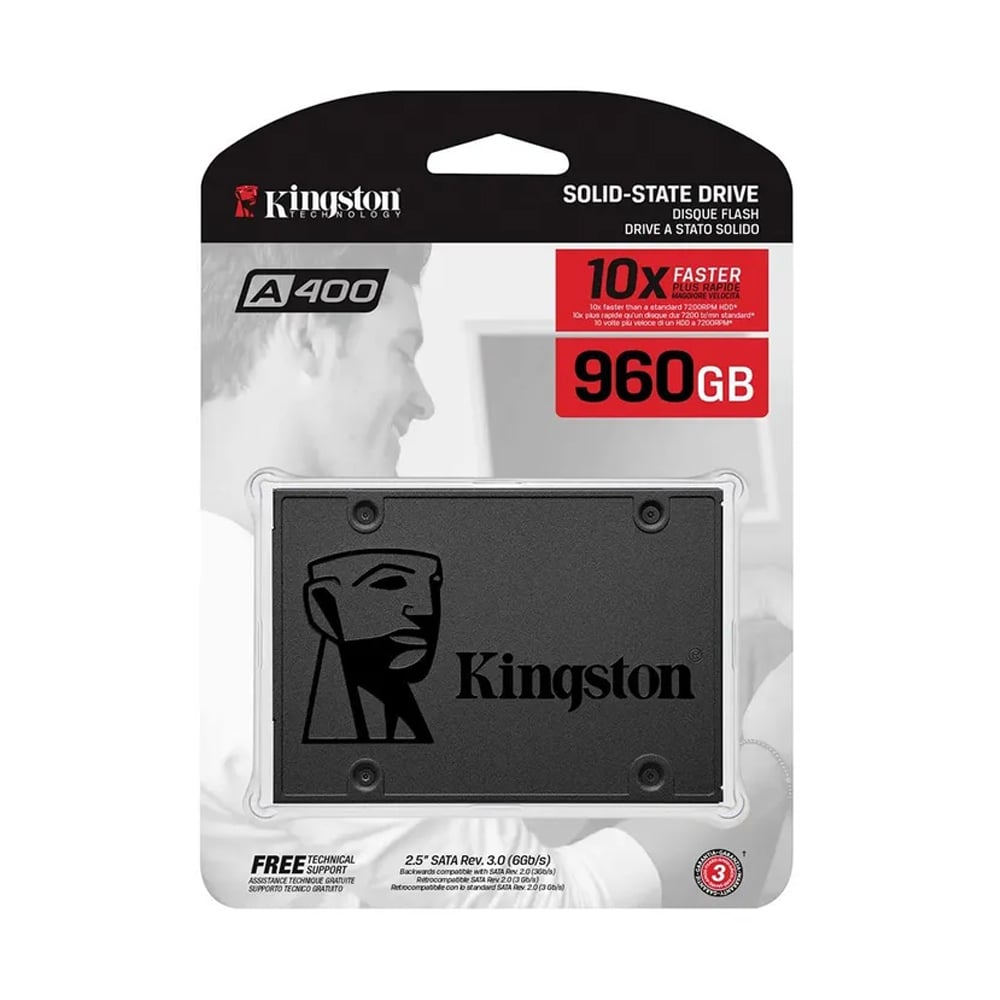 SSD KINGSTON A400 960GB 2.5' SATA - ALTA VELOCIDAD 500MB/S - IDEAL PARA COMPUTADORAS DE ESCRITORIO - 1