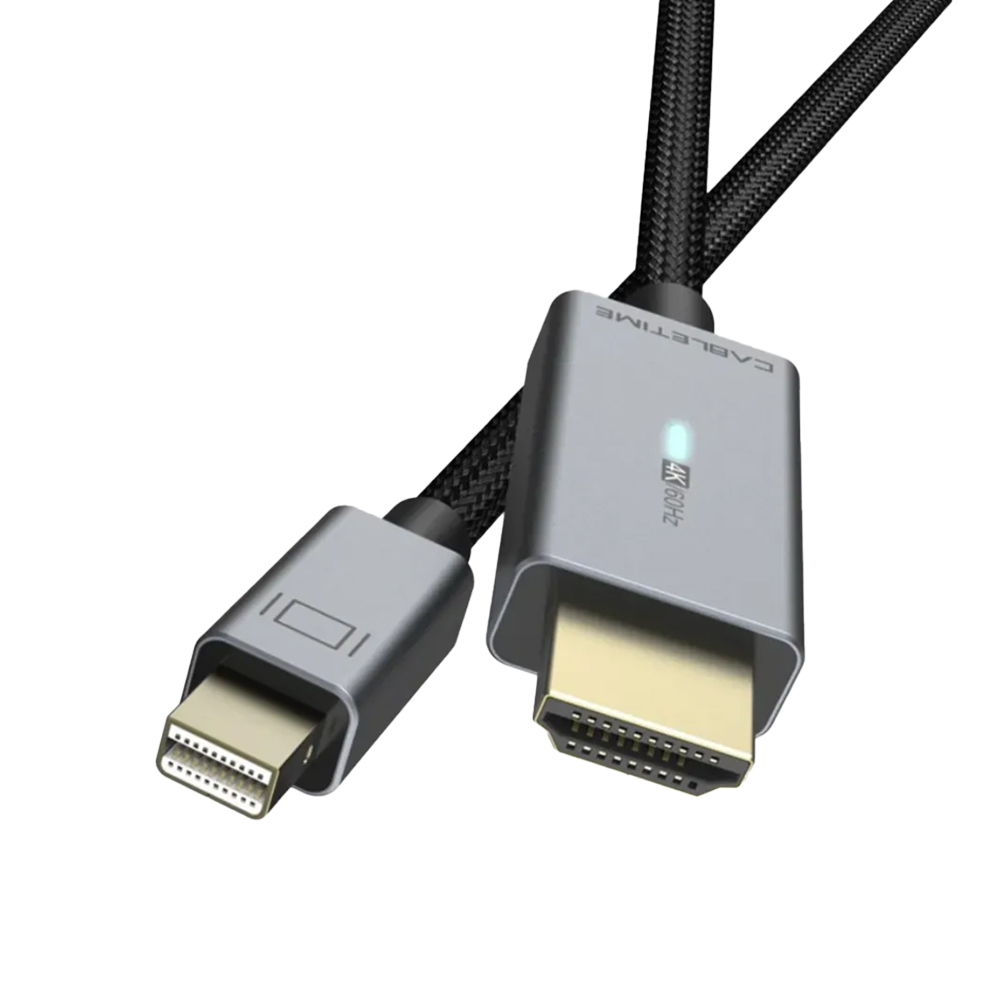 CABLE MINI DP A HDMI 1.8M CABLETIME CD45K, 4K 60HZ - CONEXIÓN DE ALTA VELOCIDAD PARA PANTALLAS - 1