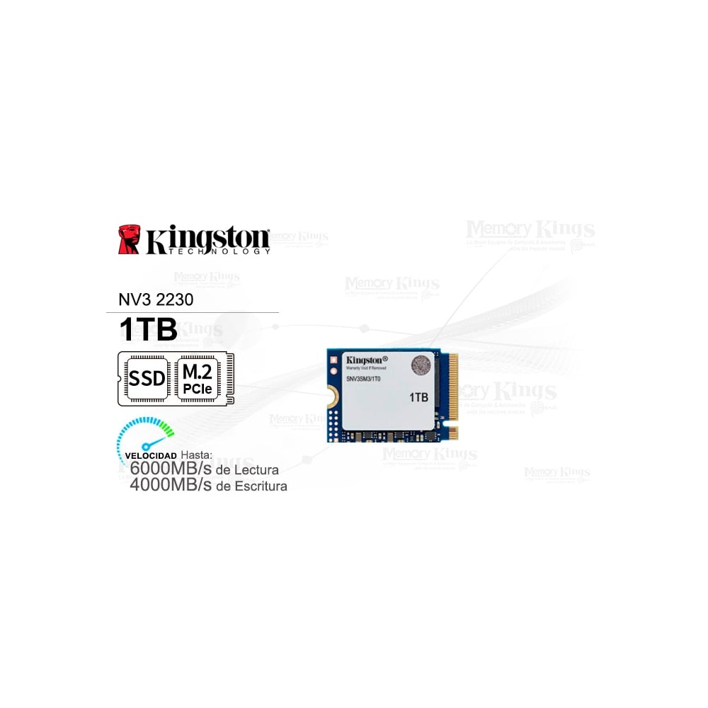 SSD M.2 PCIE 1TB KINGSTON NV3 DE ALTA VELOCIDAD, COMPACTO Y EFICIENTE PARA TU PC O LAPTOP - 1