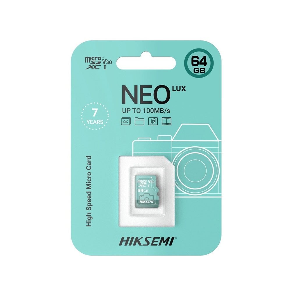 MEMORIA MICRO SD 64GB HIKVISION NEO LUX, ALTA VELOCIDAD Y CAPACIDAD IDEAL PARA CÁMARAS Y DISPOSITIVOS MÓVILES - 1