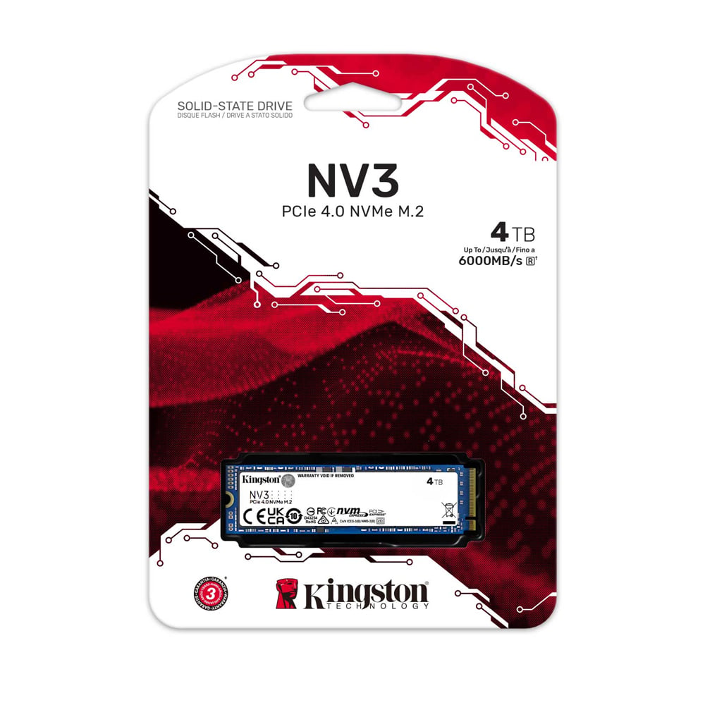 SSD KINGSTON NV3 M.2 2280 4TB PCIE NVME 4.0 - RÁPIDA Y COMPATIBLE CON PC Y LAPTOPS - 1