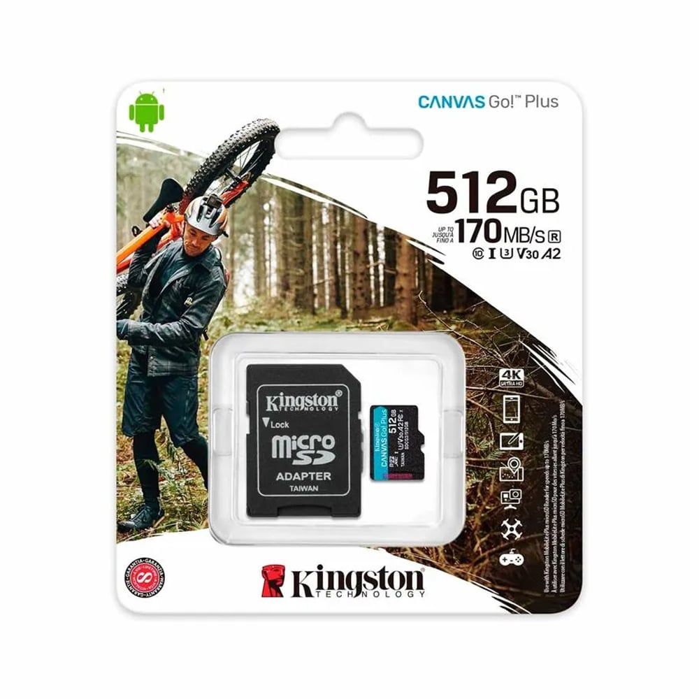 TARJETA DE MEMORIA KINGSTON CANVAS GO! PLUS 512GB MICROSDXC CON ADAPTADOR SD PARA ALTA VELOCIDAD - 1