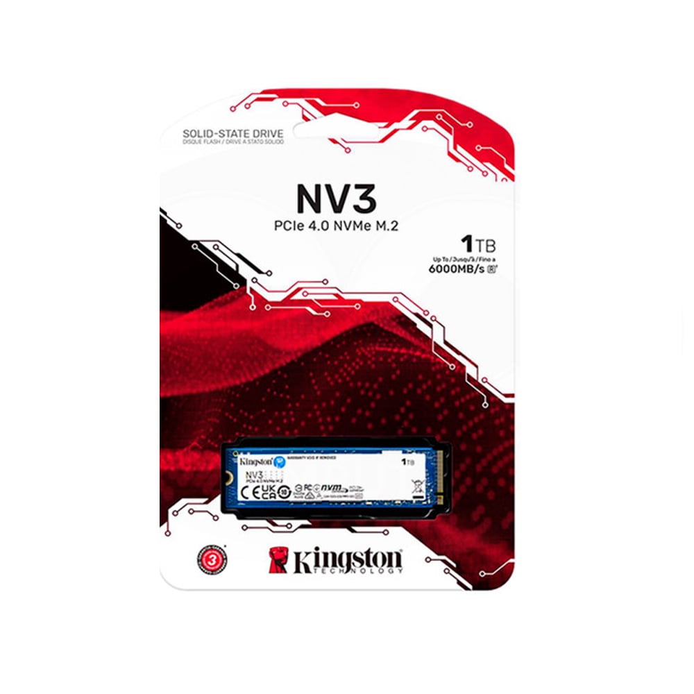 UNIDAD DE ESTADO SÓLIDO KINGSTON NV3 1TB M.2 2280 PCIE NVME 4.0 - ALTA VELOCIDAD Y COMPATIBILIDAD - 1