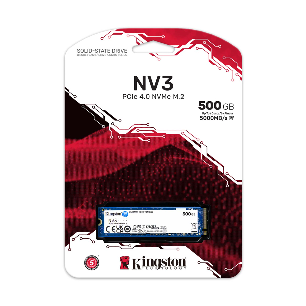 KINGSTON NV3 500GB SSD M.2 2280 NVME 4.0 PARA PC Y LAPTOP - ALTA VELOCIDAD Y DURABILIDAD 160TB TBW - 1