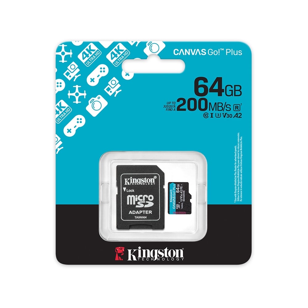 TARJETA MICROSDXC KINGSTON CANVAS GO! PLUS 64GB UHS-I U3 200MB/S - VELOCIDAD V30 - 1