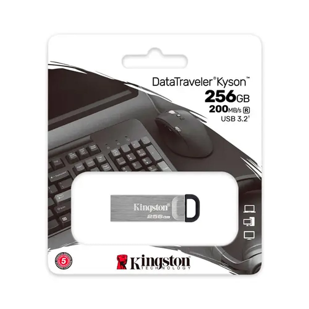 MEMORIA USB 256GB KINGSTON KYSON METÁLICA PLATEADA - ALTA VELOCIDAD Y DISEÑO ELEGANTE - 1