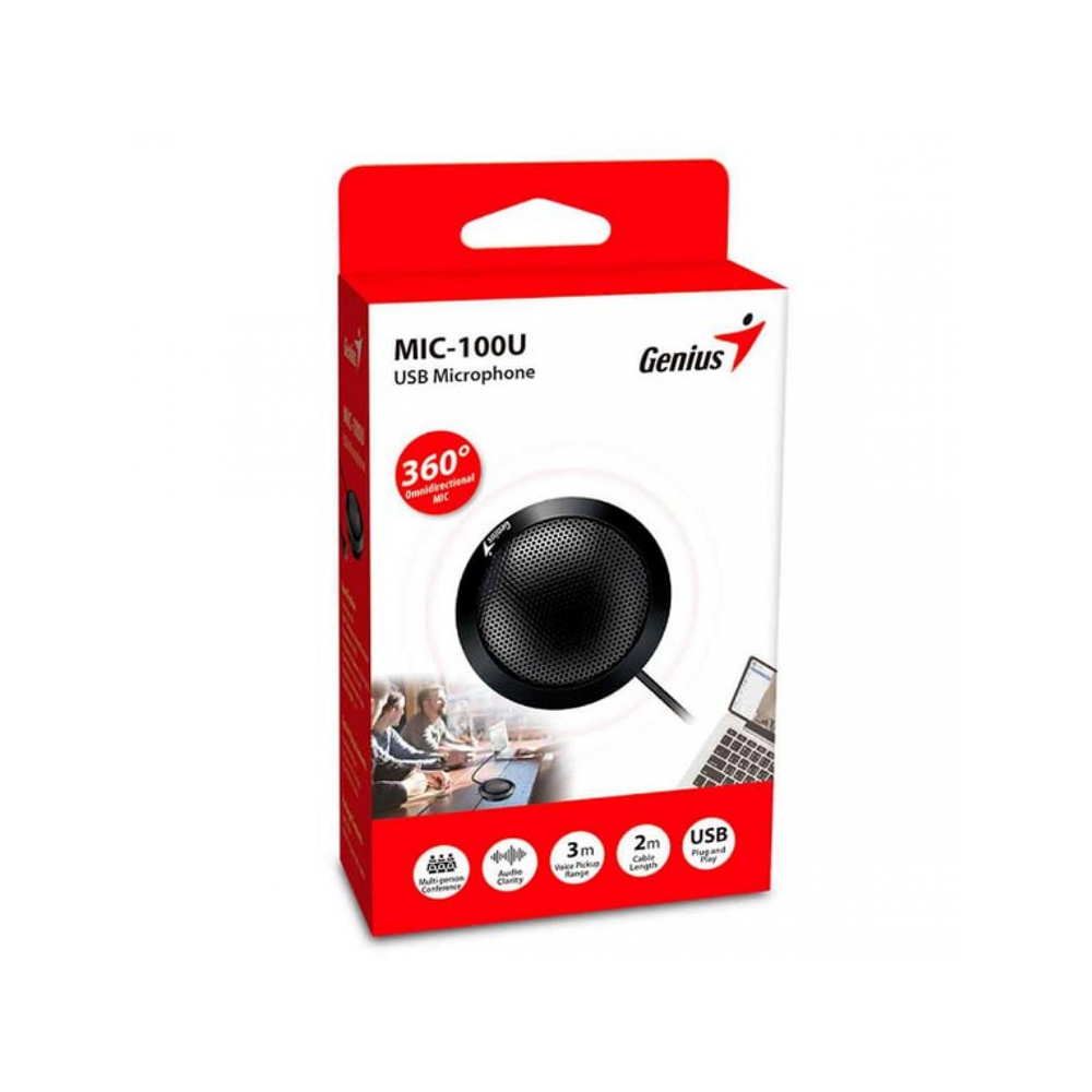 MICRÓFONO USB GENIUS MIC-100U PARA VIDEOCONFERENCIAS, COLOR NEGRO, SONIDO CRYSTAL CLEAR - 1