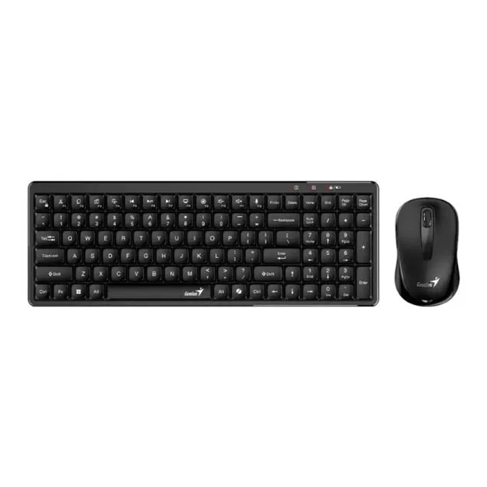 TECLADO GENIUS Y MOUSE LUXEMATE Q8100 AI COPILOT INALÁMBRICOS COMPACTOS MULTIMEDIA EN COLOR NEGRO - 1