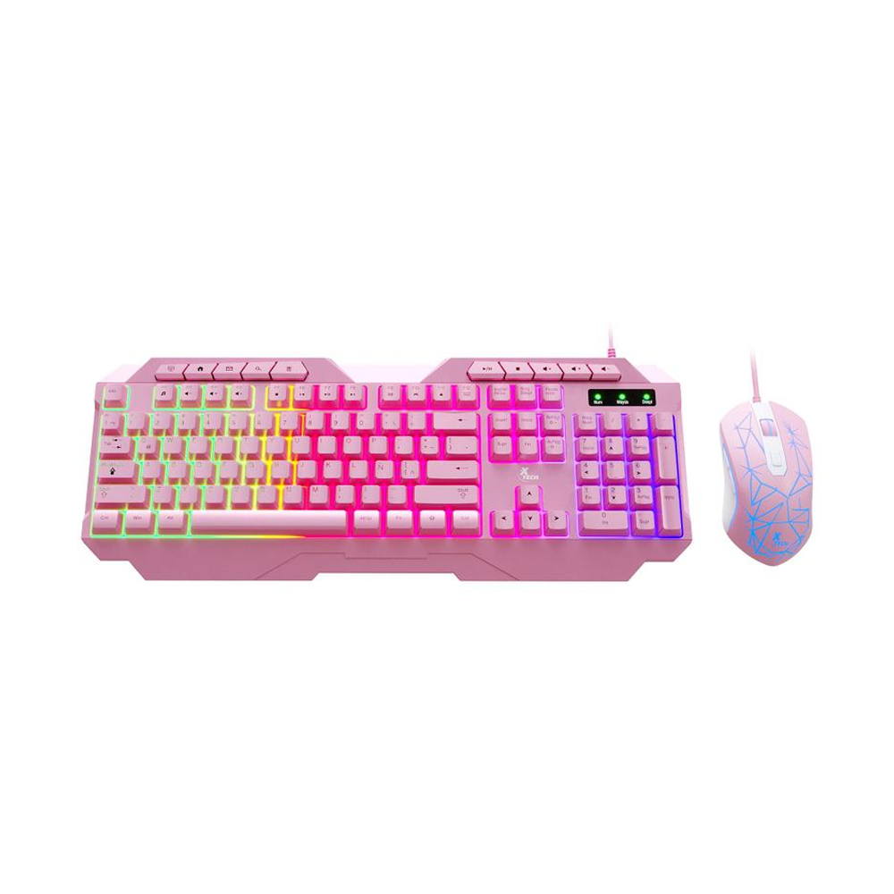 SET DE TECLADO Y RATÓN XTECH GAMING USB CONECTIVIDAD CABLEADA ESPAÑOL COLOR ROSA - MODELO XTK-540S - 1
