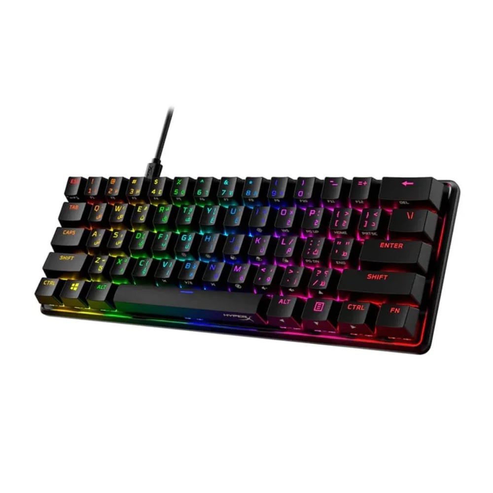 TECLADO MECÁNICO HYPERX ALLOY ORIGINS 60 - RETROILUMINADO, USB-C, QWERTY, INTERRUPTOR HYPERX RED - 1