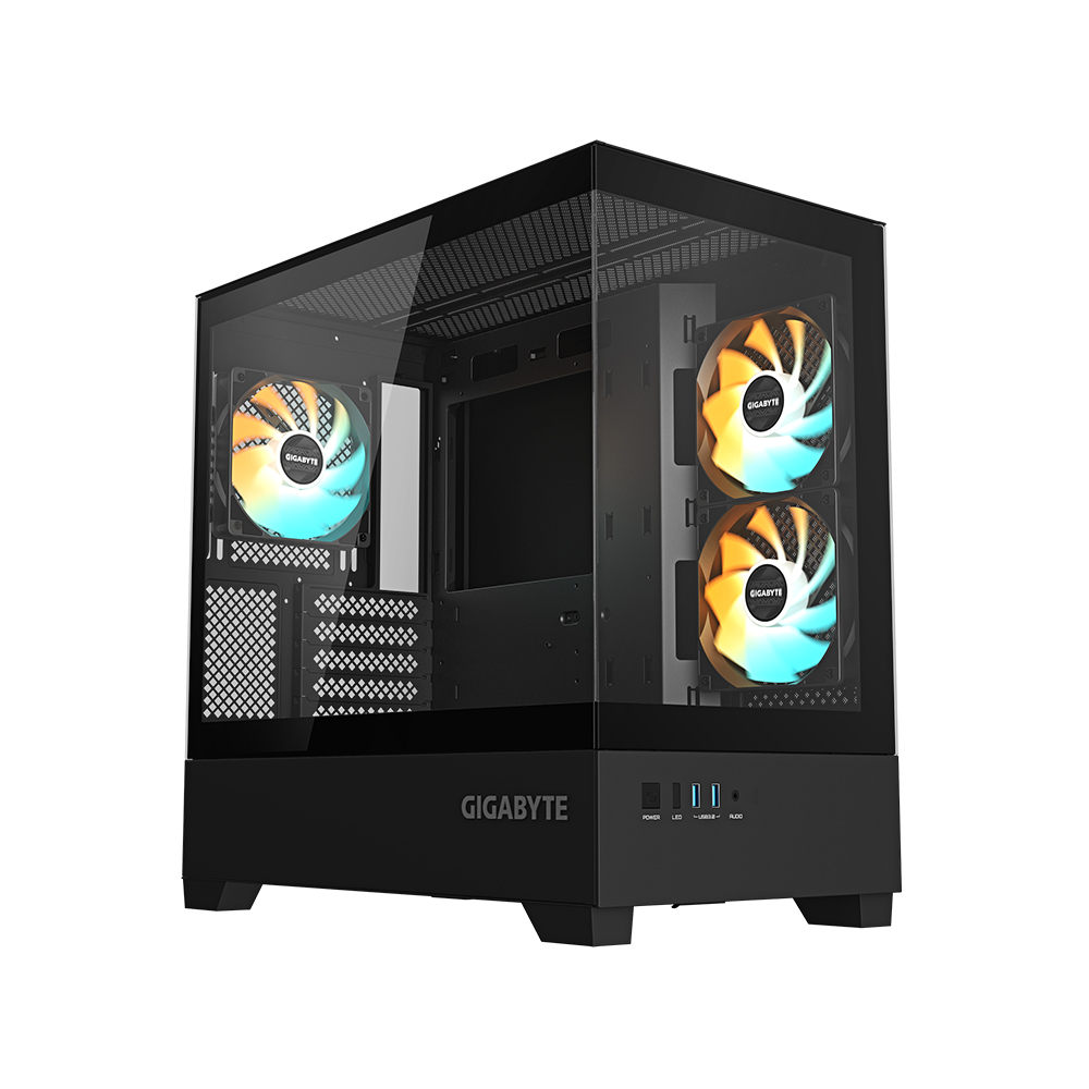 CASE GIGABYTE C201 PANORÁMICO NEGRO CON VIDRIO TEMPLADO PARA PC - DISEÑO ELEGANTE Y MODERNO - 1