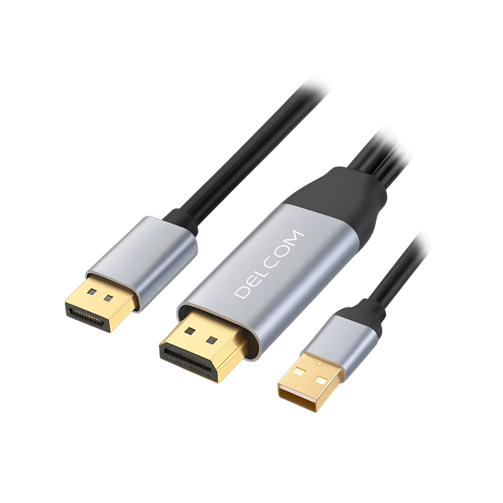 CABLE HDMI A DP USB-A DELCOM 4K 60HZ - CONEXIÓN DE ALTA VELOCIDAD PARA GAMING Y STREAMING - 1