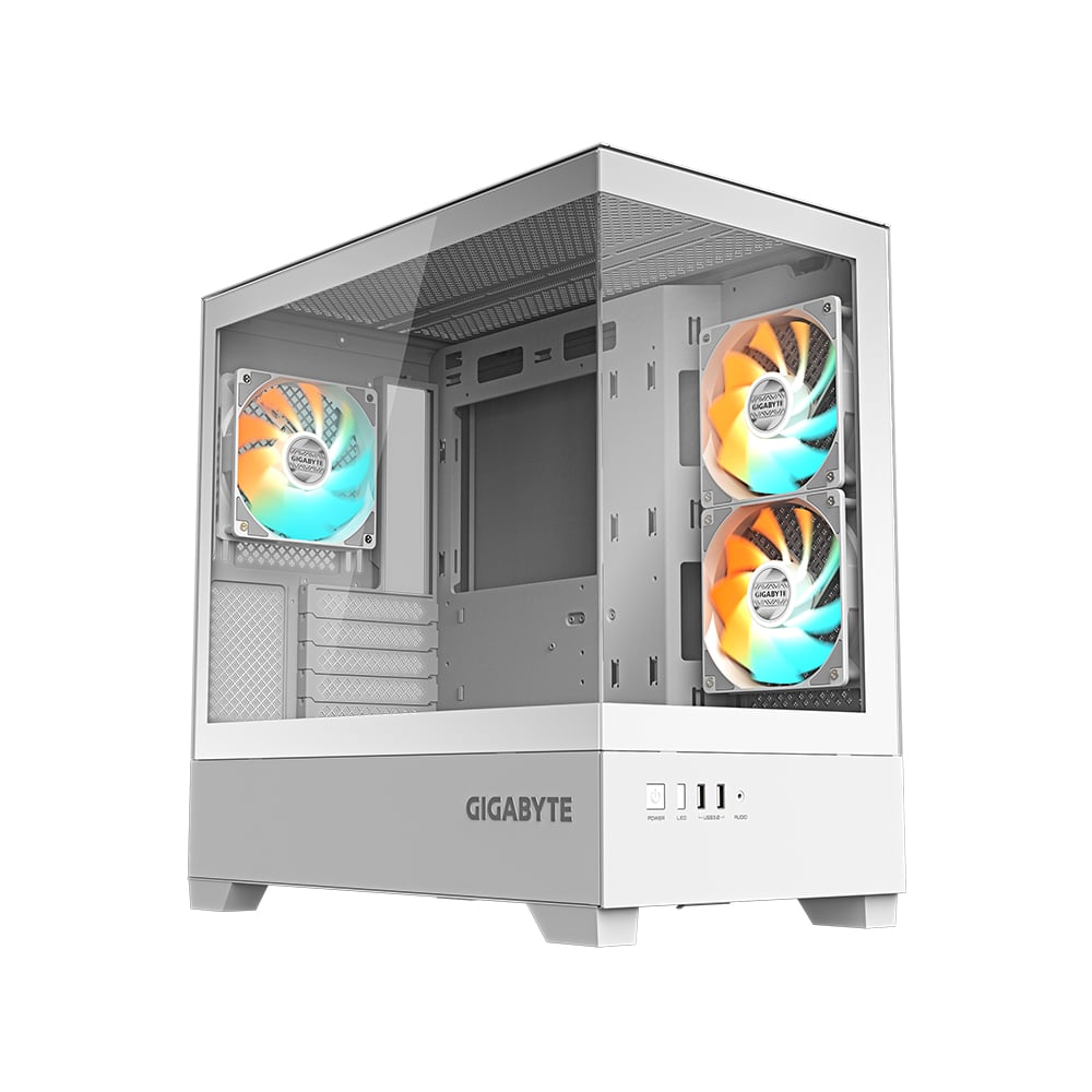 GABINETE MID TOWER GIGABYTE C201PI PANORÁMICO COLOR BLANCO, IDEAL PARA MONTAJE DE PCS - 1