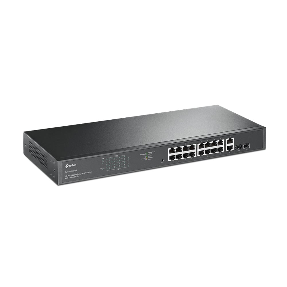 SWITCH TP-LINK 16 PUERTOS GBE SMART TL-SG1218MPE CON POE+, IDEAL PARA REDES ETHERNET EFICIENTES - 1