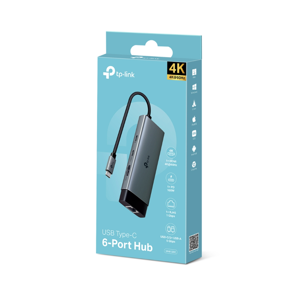 ADAPTADOR USB-C A RED GIGABIT Y HUB TP-LINK UH6120C | CONEXIONES RÁPIDAS Y ESTABLES - 1