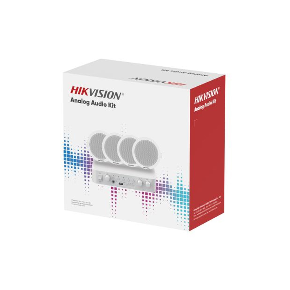 KIT AUDIO HIKVISION ANALÓGICO 60W CON 4 ALTAVOCES 6W PARA SONIDO DE ALTA CALIDAD EN CASA - 1